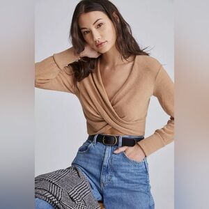 Anthropologie Tan Sweater - Maeve Twist Front Knit Top